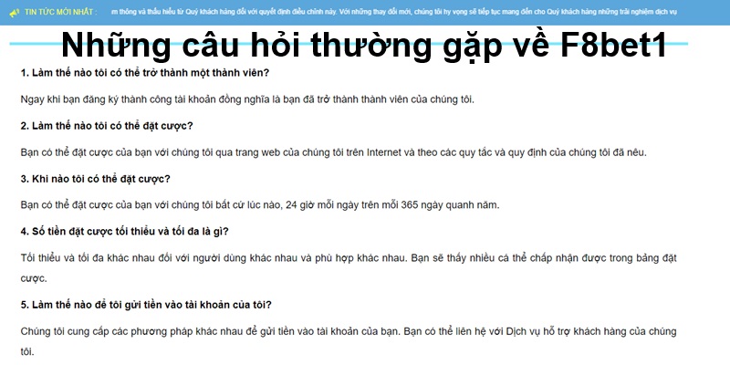 Những câu hỏi thường gặp về F8bet1