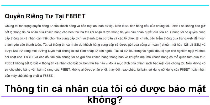 Thông tin cá nhân của tôi có được bảo mật không?